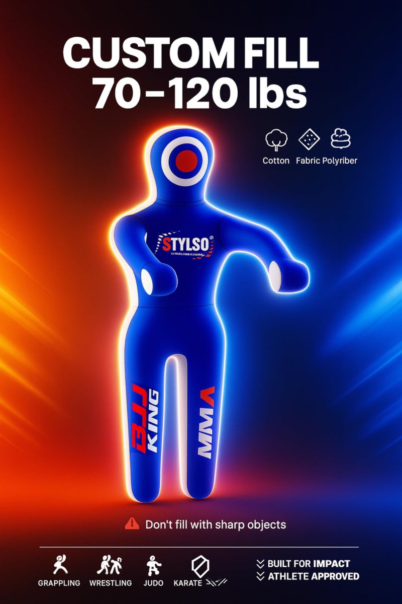 Stylso Un-Filled Grappling Dummy Wrestling Dummy Jiu Jitsu Dummy for BJJ MMA Judo Karate Training Adult Kids and Youth Practice Tackling Dummies (Blue, 5ft / 60") - Image 3